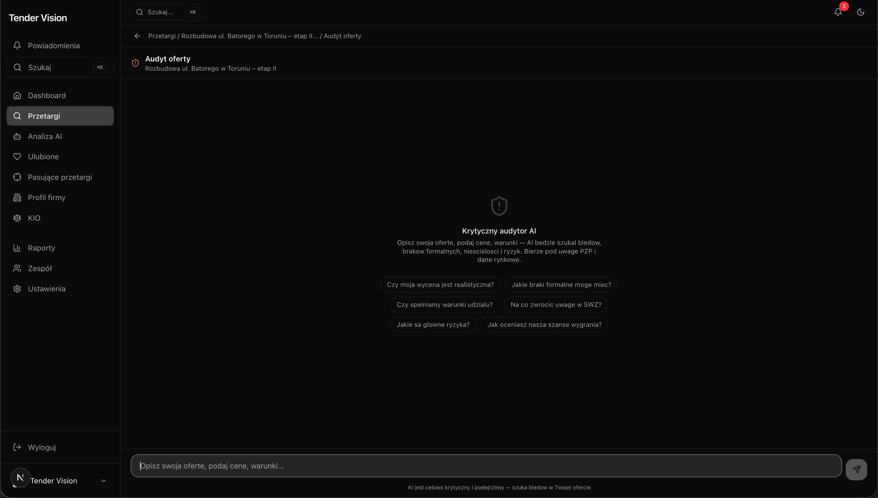 Audytor AI — krytyczny chat sprawdzający ofertę